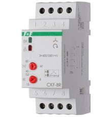 Реле контроля наличия и чередования фаз CKF-BR (монтаж на DIN-рейке 35мм; регулировка порога отключения; регулировка времени отключения; 3х400/230+N 2х8А 1Z 1R IP20) F&F EA04.002.003