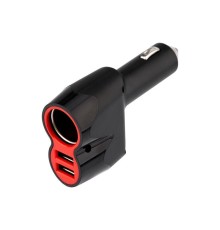 Автозарядка в прикуриватель АЗУ 2хUSB+гнездо 12-24В 5В 1000mA бел. Rexant 16-0299