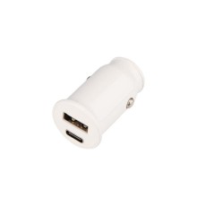 Автозарядка в прикуриватель АЗУ USB-A+USB-C 2.4А бел. Rexant 18-2229