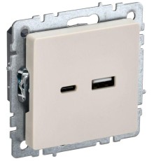 Розетка BRITE USB A+C 18Вт РЮ11-1-БрКр механизм беж. IEK BR-U22-018-K10